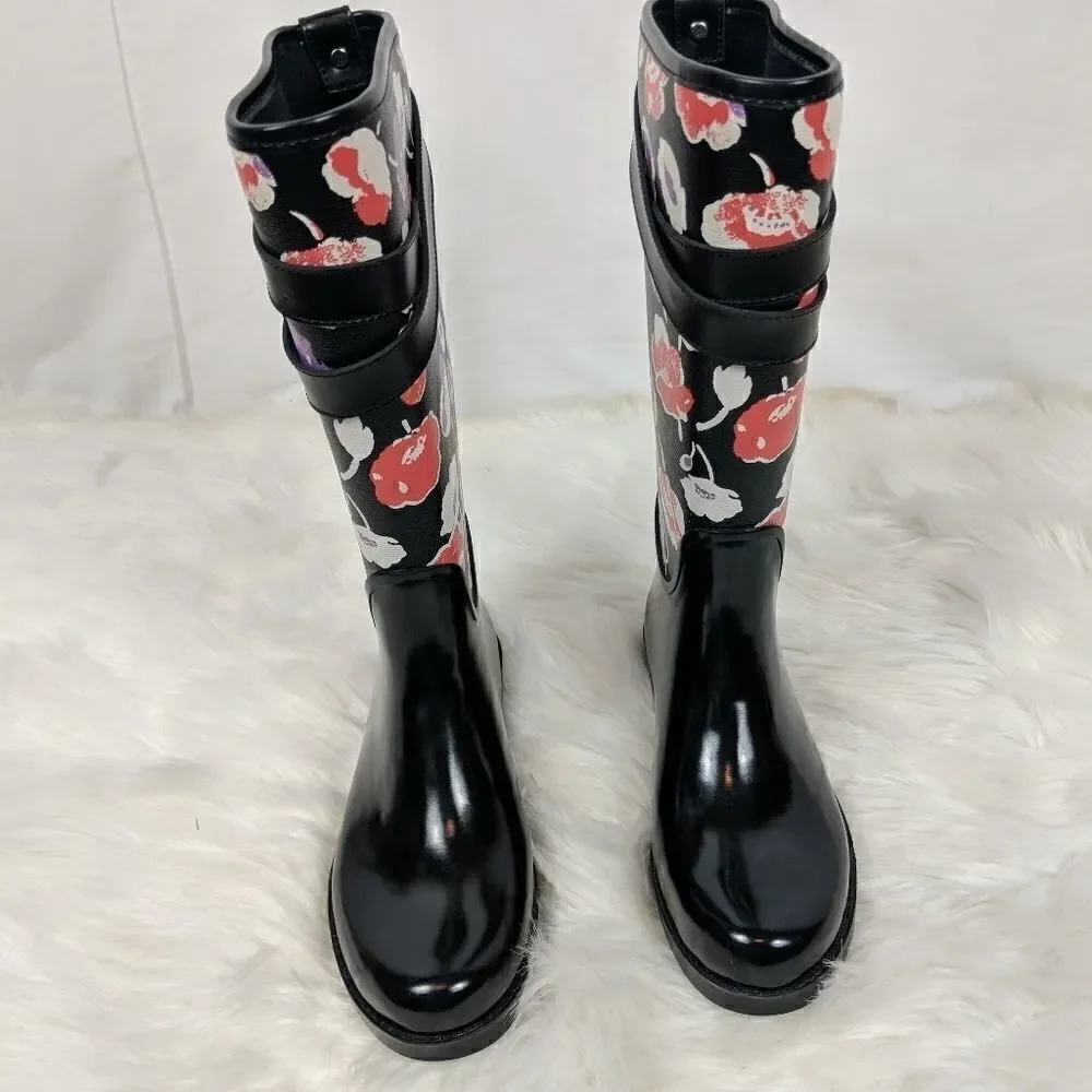 COACH Q8010 TRISHA II Black and Floral Canvas Rubb